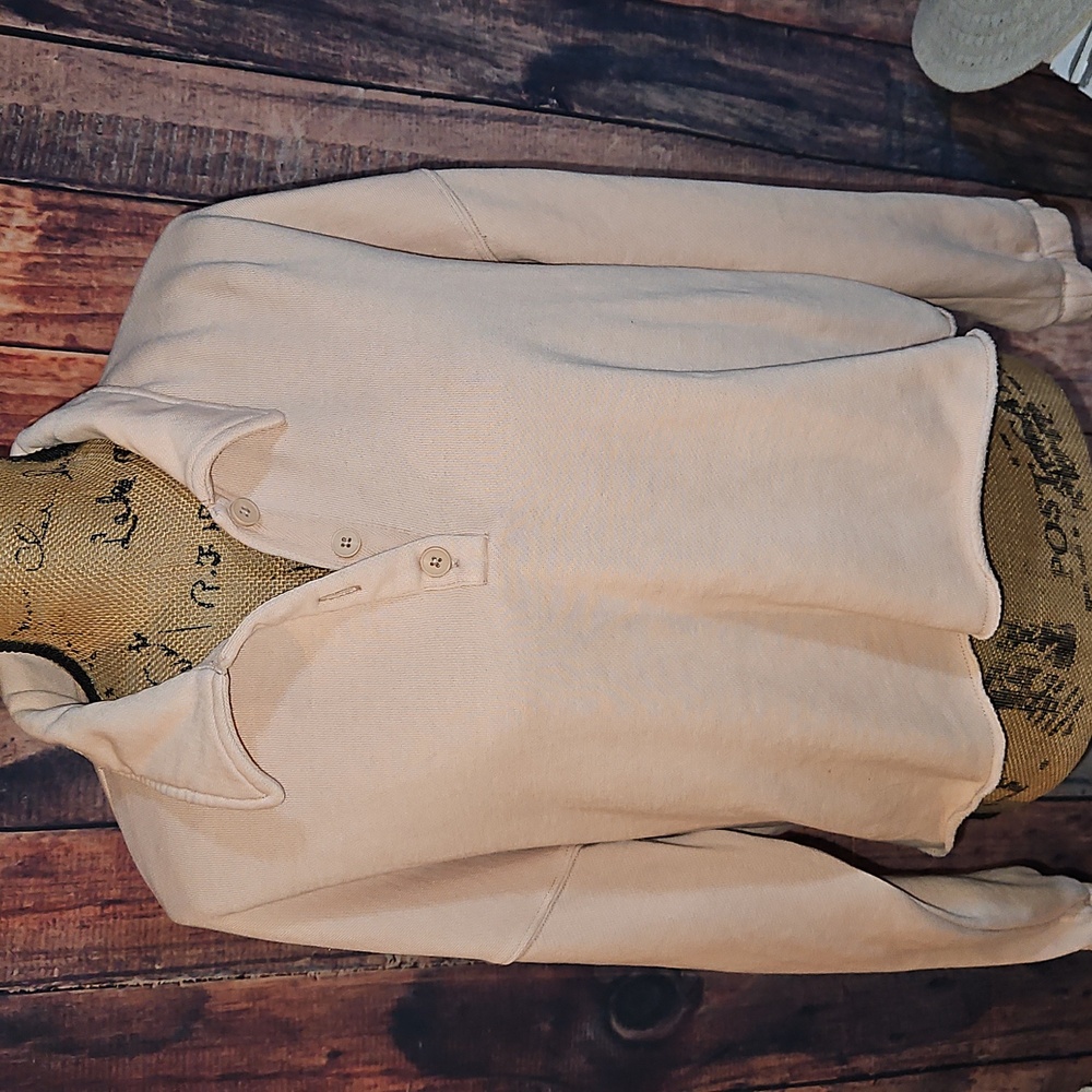 Aerie Beige Button-Up Sweatshirt